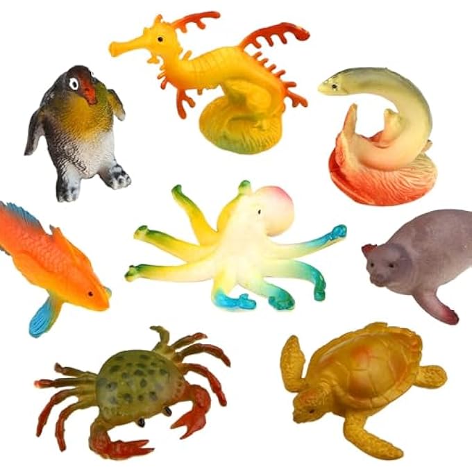OCEAN SEA ANIMAL, 52 PACK ASSORTED MINI VINYL PLASTIC ANIMAL TOY SET, REALISTIC UNDER THE SEA LIFE FIGURE BATH TOY FOR CHILD EDUCATIONAL PARTY CAKE CUPCAKE TOPPER,OCTOPUS SHARK OTTER - Image 4